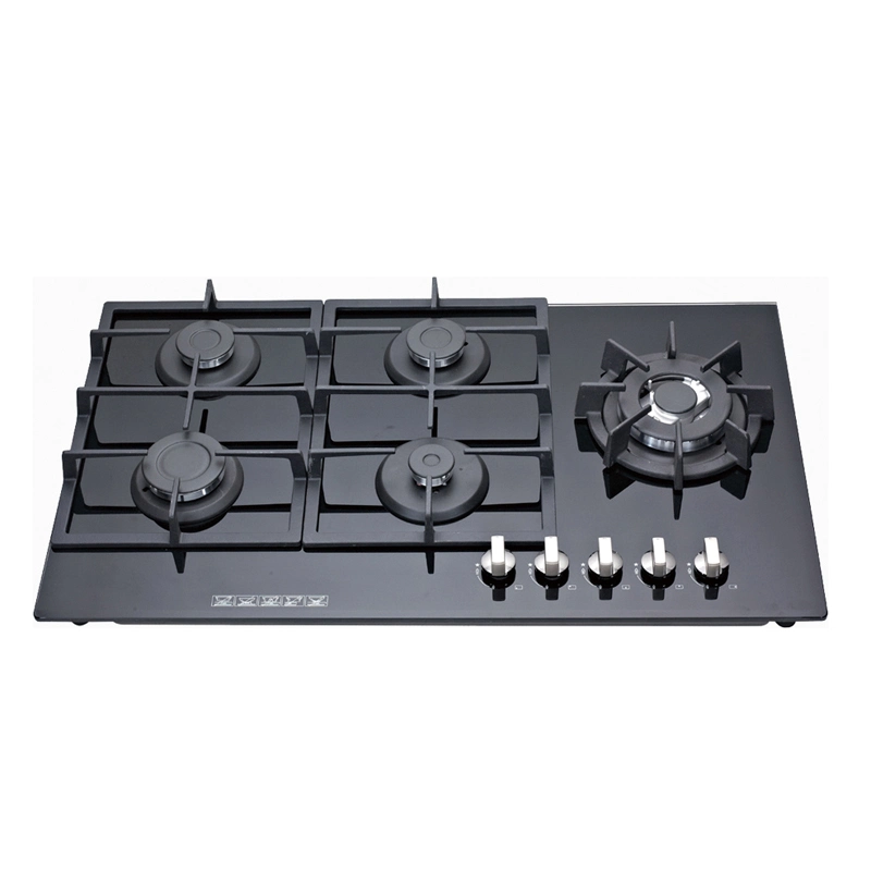 High Quality Cast Iron Gas Hob Tempered Glass Gas Stove 5 Burners