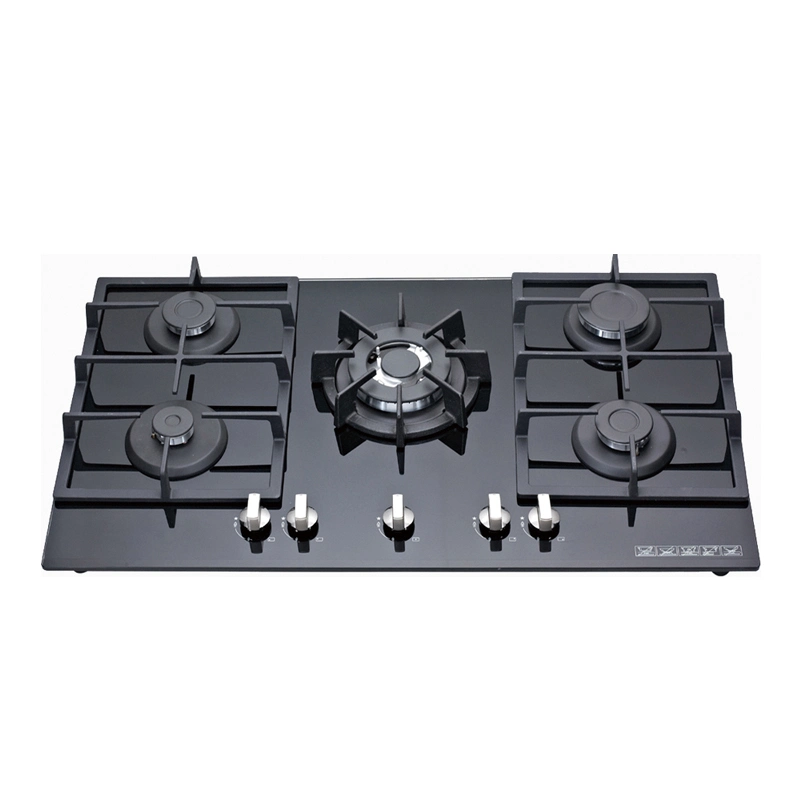 High Quality Cast Iron Gas Hob Tempered Glass Gas Stove 5 Burners